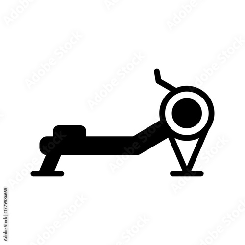 Rowing machine flat icon cardio fitness workout
