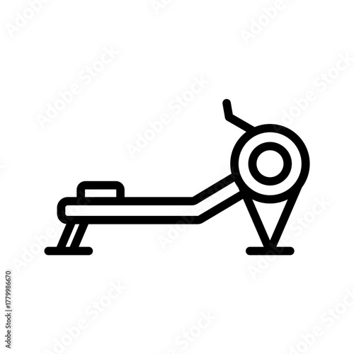 Outline rowing machine cardio fitness line art
