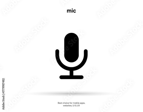 Microphone icon. Podcast, broadcast, webcast icon. Voicemail sign. Voice chat symbol. Recording symbol. Mute icon. 3D Phone microphone icon for UI UX, mobile app, presentations