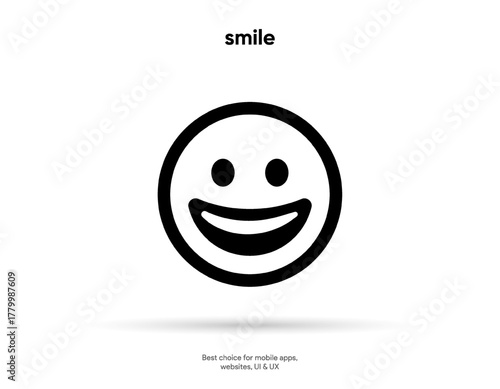 Smiley emote. Smiling face icon. Cute smile sign. Happy emotion symbol. Emoticon symbol sign. Vector illustration eps10