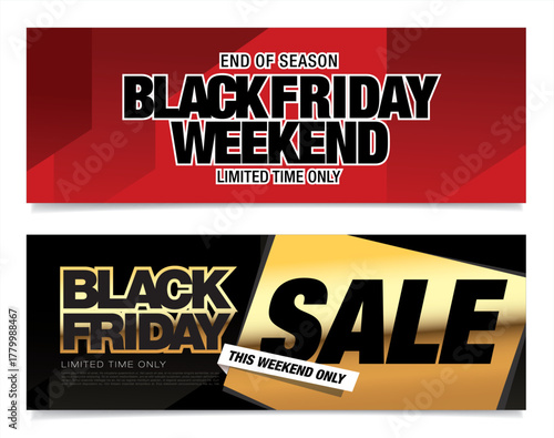 Black friday sale golden banner layout design