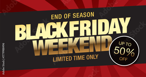 Black friday sale golden banner layout design