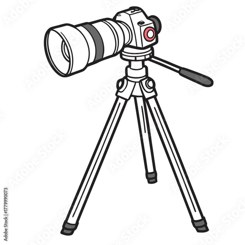 Camera on a tripod for photography work