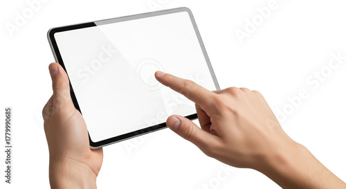 Person Using Digital Tablet Isolated Transparent Background