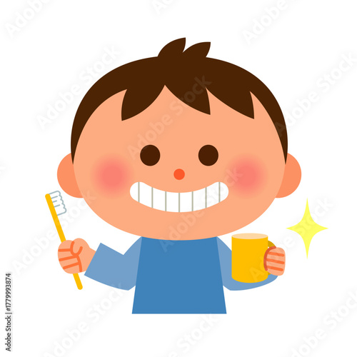 歯ブラシを持った子供