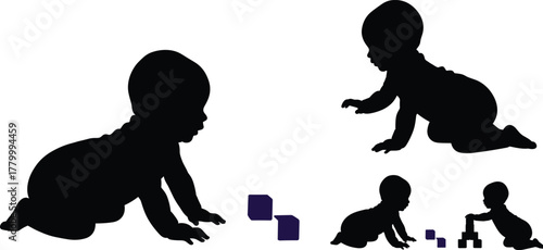 baby, crawl, infant, toddler, play, block, cartoon, silhouette, child, motion, sitting, development, toy, black, learning, baby crawl, infant play, toddler silhouette, cartoon baby, child motion, 