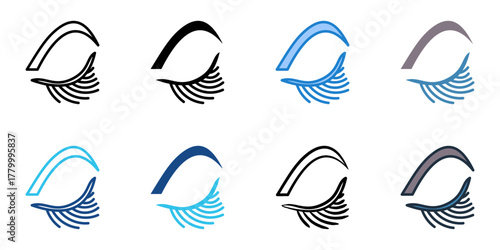 Eyelash extensions icon set multiple style collection 
