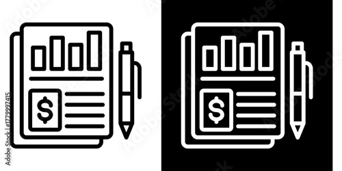 Financial Statement  Icon Set White Style Collection
