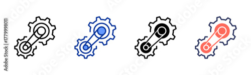 Gear Mechanism icon sheet multiple style collection