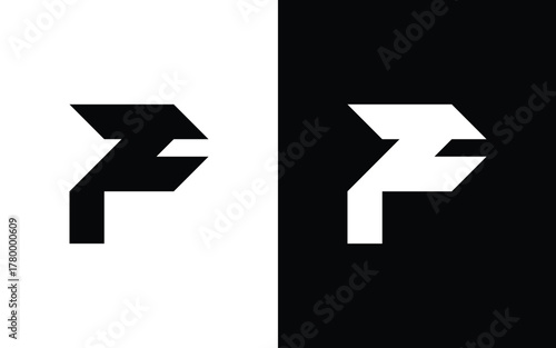 Modern geometric letter F logo with sharp angular shapes and minimalist symmetry. Perfect for tech, esports, or creative branding. Editable EPS vector design for professional use
