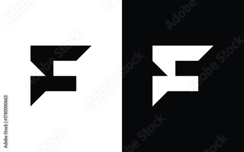 Modern geometric letter F logo with sharp angular shapes and minimalist symmetry. Perfect for tech, esports, or creative branding. Editable EPS vector design for professional use