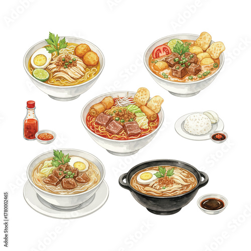 watercolor delicious indonesian soto collection