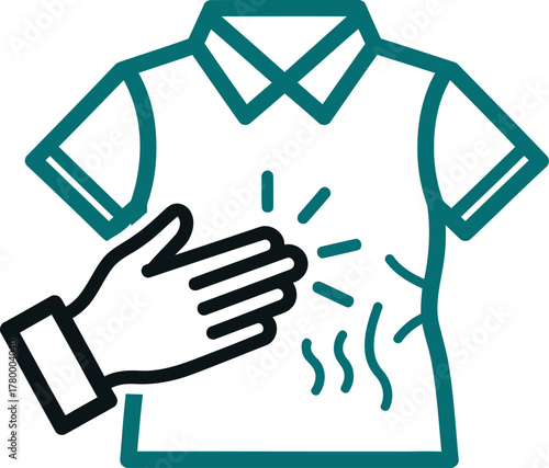 Hand touching a shirt representing static cling or fabric shock