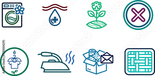 Laundry and Fabric Care Symbol Collection Vector Illustration Set