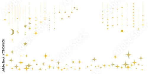 星空をイメージしたシンプルなフレームイラスト　キラキラ　罫線