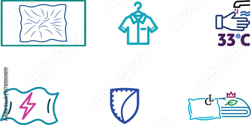 Set of hygiene and cleaning icons for laundry care and protection