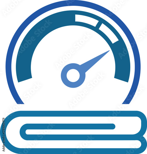 Website speed optimization logo with gauge and folded page icon