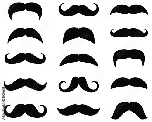 Whimsical Mustache Mania Vector Silhouettes Set