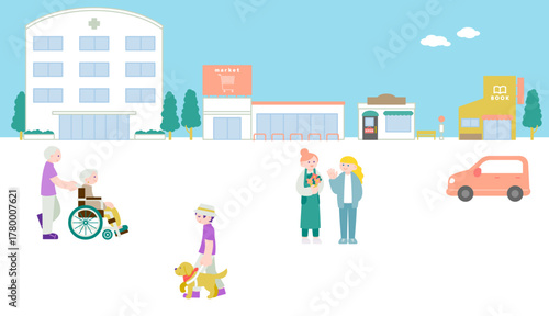 青空の下の穏やかな街並み　多様な人々の暮らし