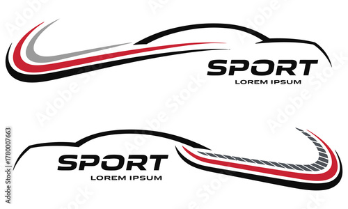 Abstract sports car logo design with dynamic speed lines for automotive branding