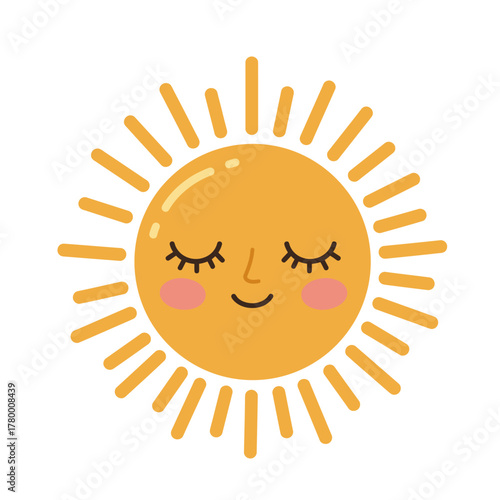 Cute Sleeping Sun Character Vector Illustration