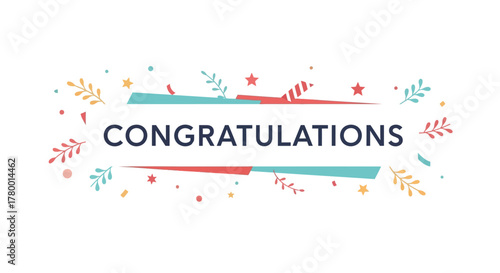 Congratulatory Text with Decorative Elements for Celebrations and Achievements | Vector Graphics