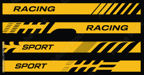 racing sport stripes design elements in black and yellow