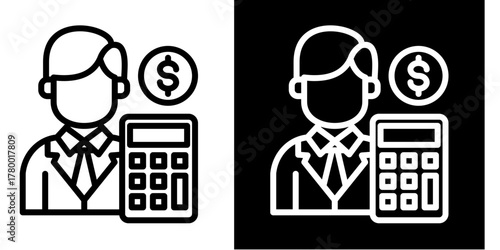 Accountant Icon Set White Style Collection
