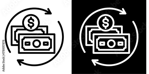Cash Flow Icon Set White Style Collection