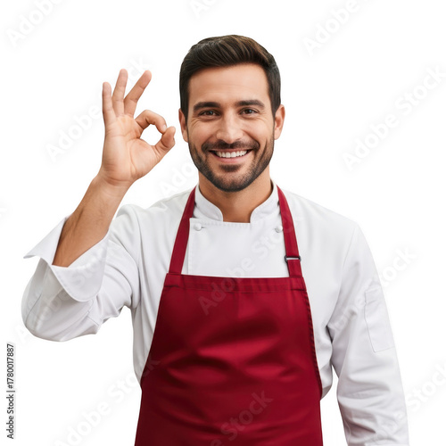 Chef giving an ok sign isolated on transparent background