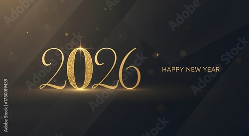 Golden 2026 new year celebration with sparkling lights
