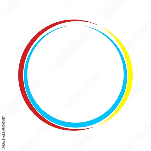 Minimalist circle frame on white background. Abstract round frame. Colorful circle border