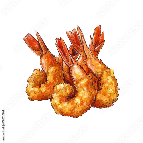 fried shrimp hand drawn vector illustration