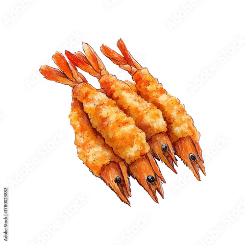 fried shrimp drawn vector illustration