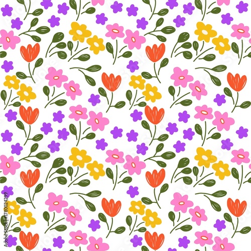 Cute seamless pattern in small flower.Small colorful flowers.