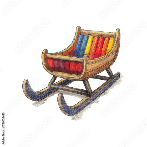 sleigh drawn vector illustration
