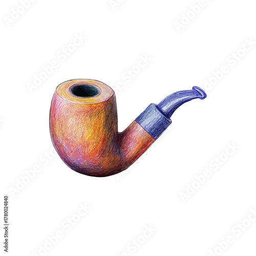 smoking pipe drawn vector illustration