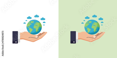 Minimalist Eco-Friendly Planet Cradling Logo