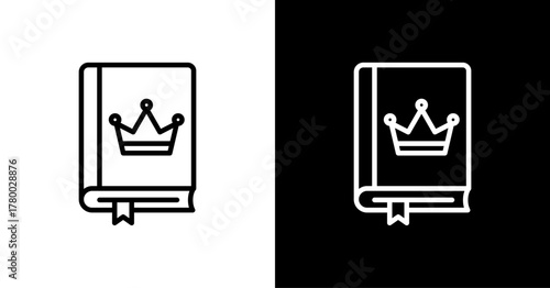 Book And Crown  White Icon Set Design
