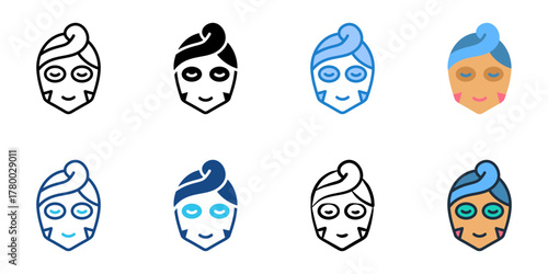 Facial mask icon set multiple style collection 
