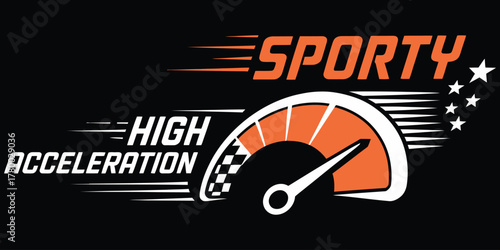 Sporty High Acceleration Speedometer Gauge Illustration