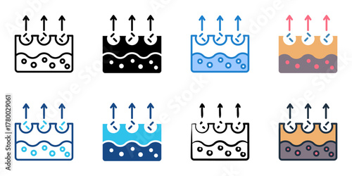 Exfoliation icon set multiple style collection 
