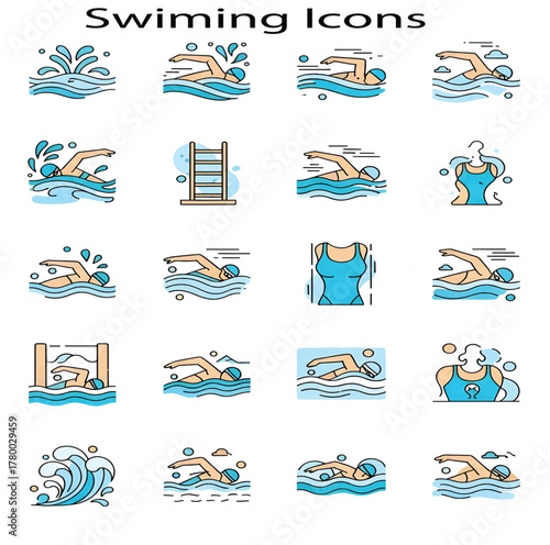 Swimming Activity and Water Sports Illustration