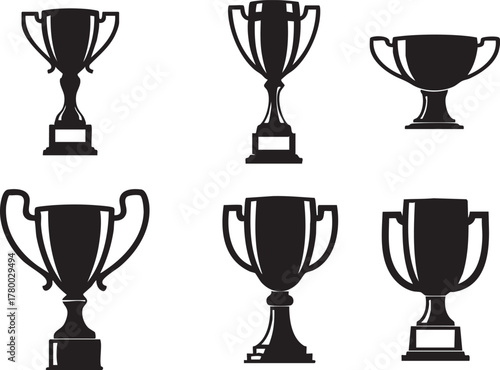 Trophy cup icon collection silhouette vector illustration