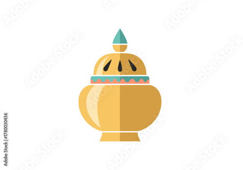 Decorative golden incense burner with turquoise accents for Epiphany  
