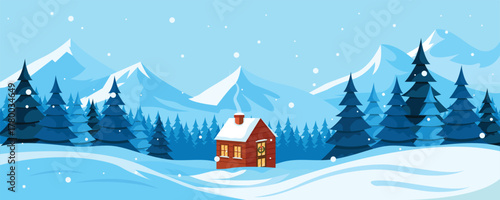 Christmas atmosphere landscape in the very cold mountains