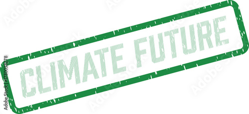 Vibrant green textured rectangle stamp symbolizing environmental sustainability and global climate advocacy initiatives