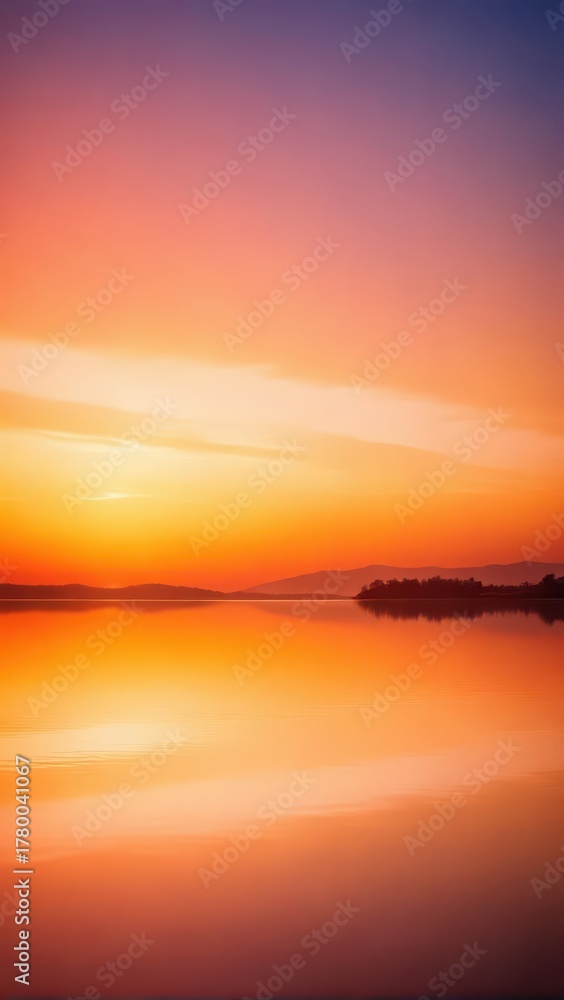 Fototapeta premium Gradient sunset over a serene landscape