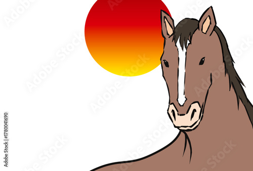 年賀状, 馬, 午, 午年, 正月, 和風, 和柄, 謹賀新年, 元旦