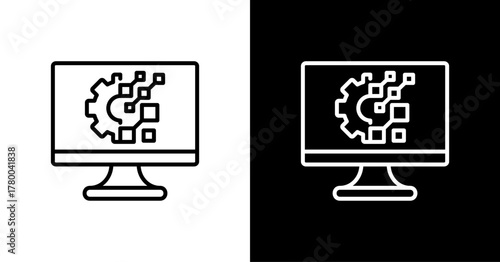 Blockchain White Icon Set Design